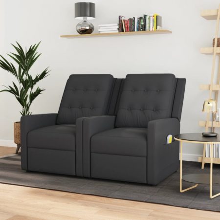 Bild på vidaXL 2-sits massagefåtölj mörkgrå tyg