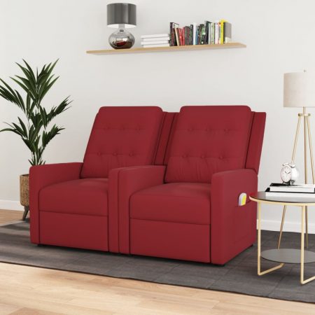 Bild på vidaXL 2-sits massagefåtölj vinröd tyg