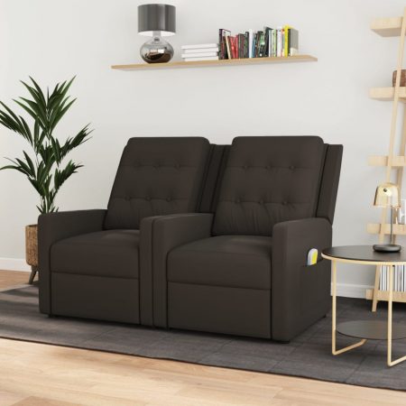 Bild på vidaXL 2-sits massagestol brun tyg