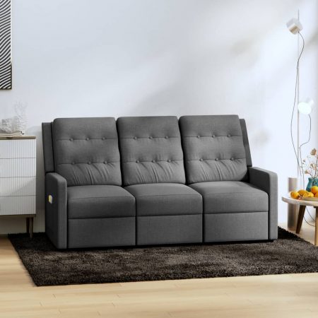Bild på vidaXL 3-sits massagefåtölj ljusgrå tyg