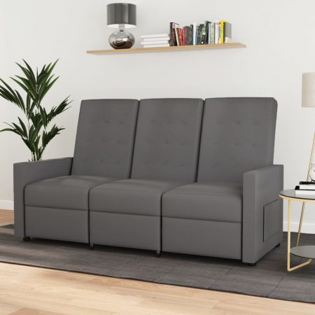 Bild på vidaXL 3-sits reclinerfåtölj ljusgrå tyg