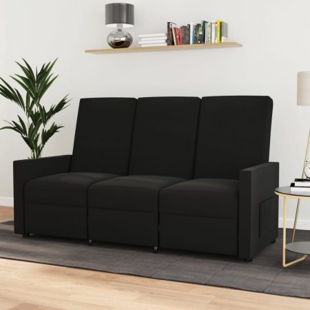 Bild på vidaXL 3-sits reclinerfåtölj svart tyg