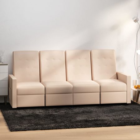 Bild på vidaXL reclinerfåtölj 4-sits gräddvit tyg