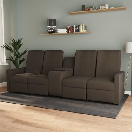 Bild på vidaXL 4-sits reclinerfåtölj med mugghållare brun tyg