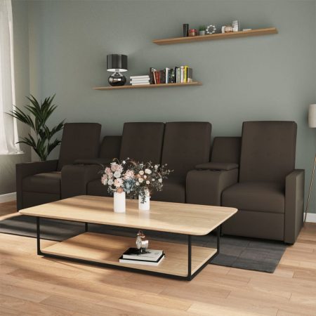 Bild på vidaXL 4-sits reclinerfåtölj med mugghållare brun tyg