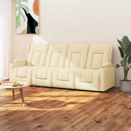 Bild på vidaXL 4-sits massagestol med mugghållare gräddvit konstläder