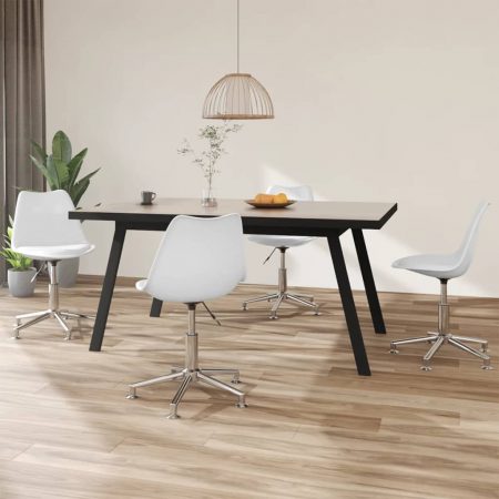 Bild på vidaXL Snurrbara matstolar 4 st vit konstläder