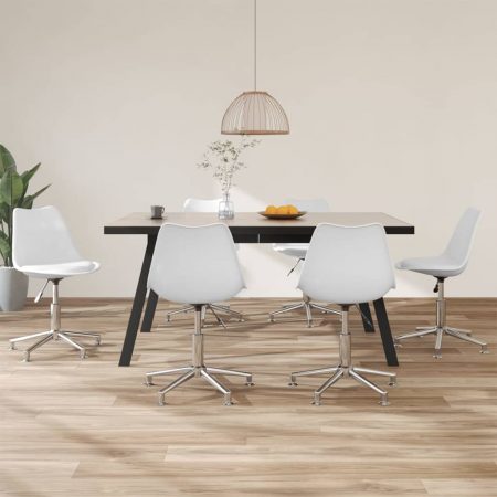 Bild på vidaXL Snurrbara matstolar 6 st vit konstläder