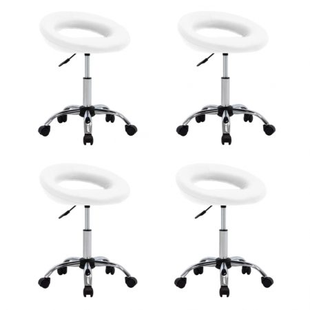 Bild på vidaXL Snurrbara matstolar 4 st vit konstläder