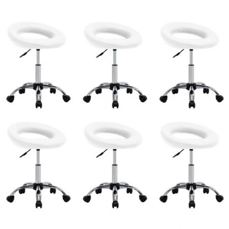 Bild på vidaXL Snurrbara matstolar 6 st vit konstläder