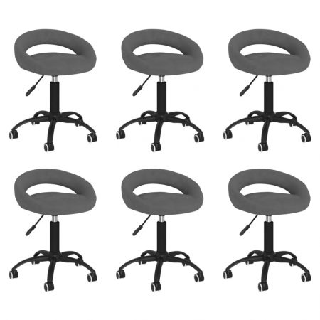 Bild på vidaXL Snurrbara matstolar 6 st mörkgrå sammet