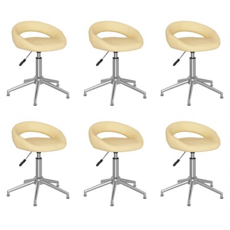 Bild på vidaXL Snurrbara matstolar 6 st gräddvit konstläder