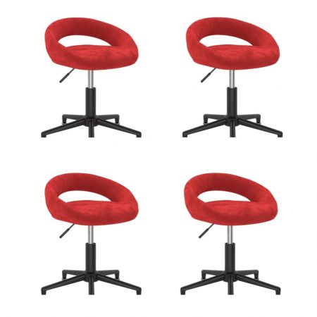 Bild på vidaXL Snurrbara matstolar 4 st vinröd sammet
