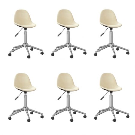 Bild på vidaXL Snurrbara matstolar 6 st gräddvit tyg