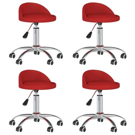 Bild på vidaXL Snurrbara matstolar 4 st vinröd konstläder