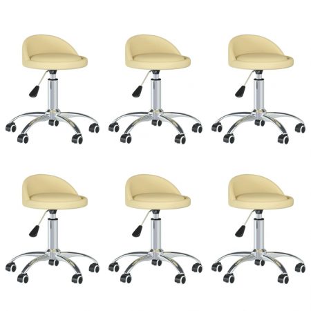 Bild på vidaXL Snurrbara matstolar 6 st gräddvit konstläder