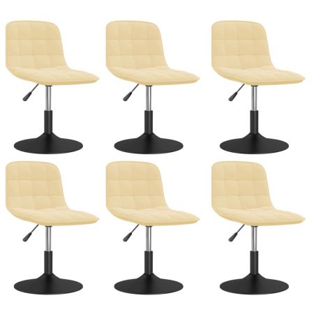 Bild på vidaXL Snurrbara matstolar 6 st gräddvit sammet