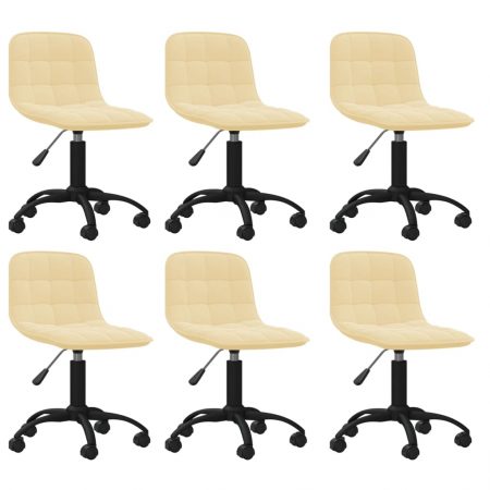 Bild på vidaXL Snurrbara matstolar 6 st gräddvit sammet