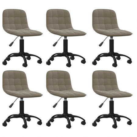 Bild på vidaXL Snurrbara matstolar 6 st ljusgrå sammet
