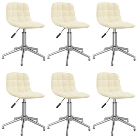 Bild på vidaXL Snurrbara matstolar 6 st gräddvit tyg