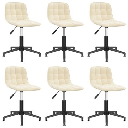 Bild på vidaXL Snurrbara matstolar 6 st gräddvit sammet