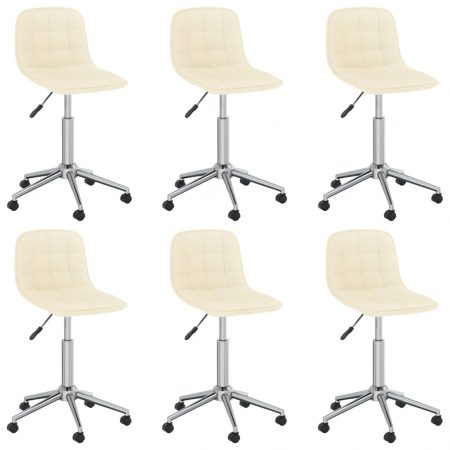 Bild på vidaXL Snurrbara matstolar 6 st gräddvit tyg