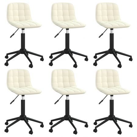 Bild på vidaXL Snurrbara matstolar 6 st gräddvit sammet