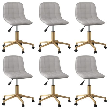 Bild på vidaXL Snurrbara matstolar 6 st ljusgrå sammet