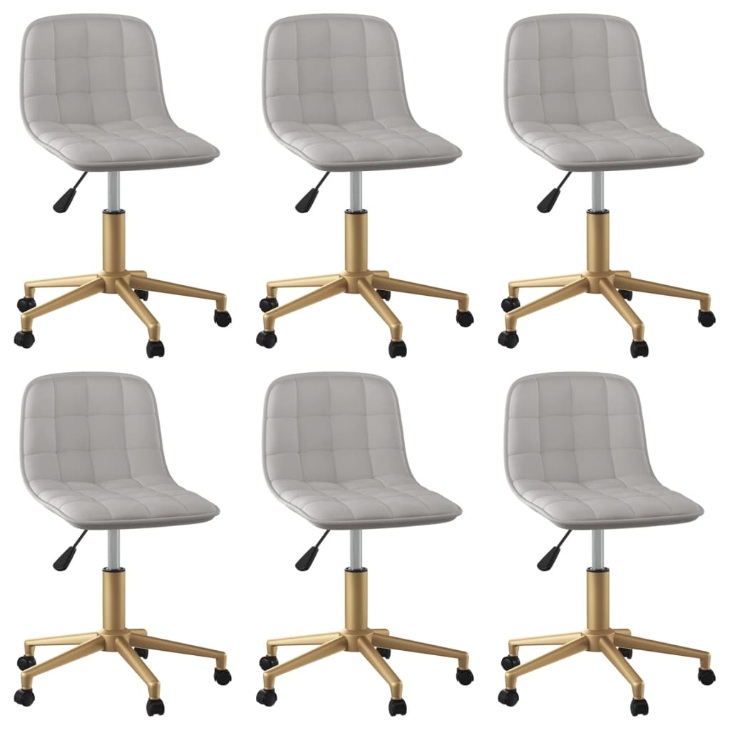 8720286739044_a_en_hd_1 Bild på vidaXL Snurrbara matstolar 6 st ljusgrå sammet