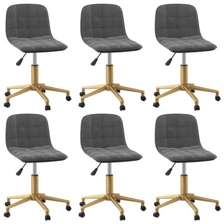 Bild på vidaXL Snurrbara matstolar 6 st mörkgrå sammet