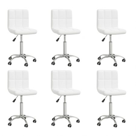 Bild på vidaXL Snurrbara matstolar 6 st vit konstläder