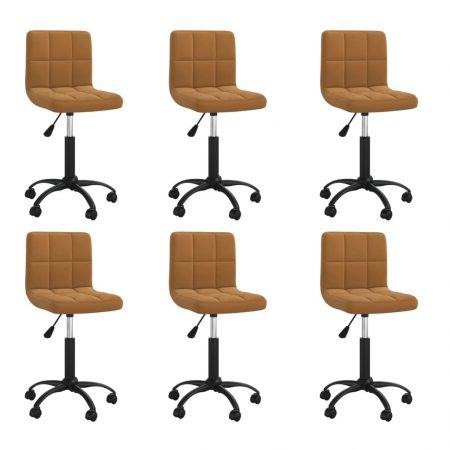 Bild på vidaXL Snurrbara matstolar 6 st brun sammet