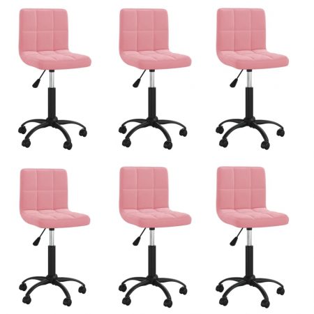 Bild på vidaXL Snurrbara matstolar 6 st rosa sammet