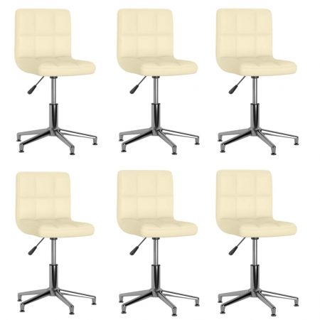 Bild på vidaXL Snurrbara matstolar 6 st gräddvit konstläder