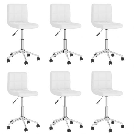 Bild på vidaXL Snurrbara matstolar 6 st vit konstläder