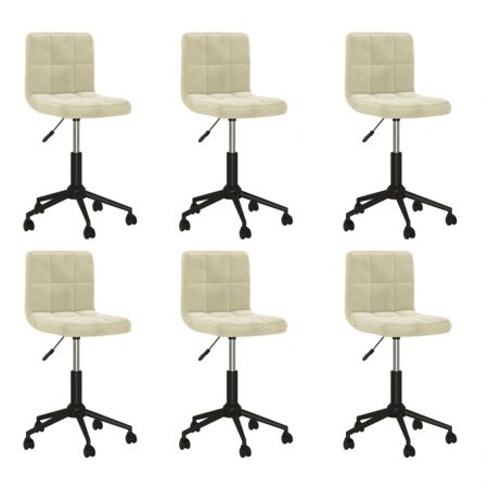 Bild på vidaXL Snurrbara matstolar 6 st gräddvit sammet
