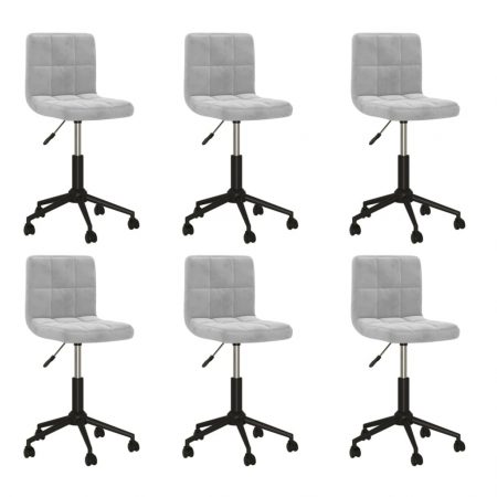 Bild på vidaXL Snurrbara matstolar 6 st ljusgrå sammet