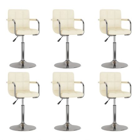 Bild på vidaXL Snurrbara matstolar 6 st gräddvit tyg