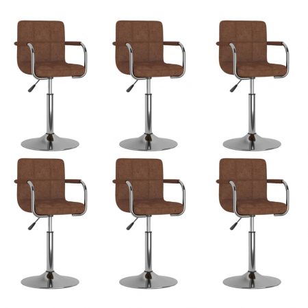 Bild på vidaXL Snurrbara matstolar 6 st brun tyg