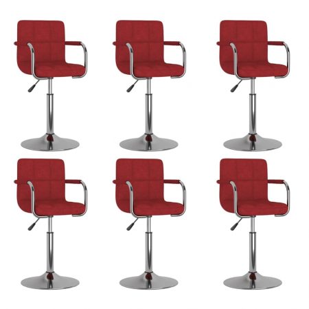 Bild på vidaXL Snurrbara matstolar 6 st vinröd tyg