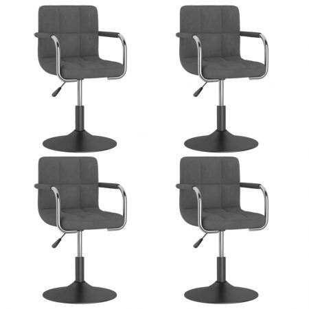 Bild på vidaXL Snurrbara matstolar 4 st mörkgrå sammet
