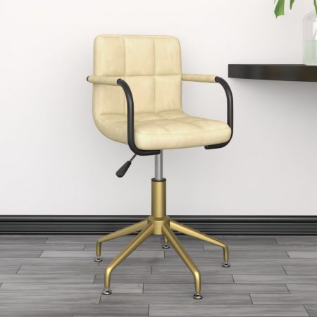 Bild på vidaXL Snurrbar kontorsstol gräddvit sammet