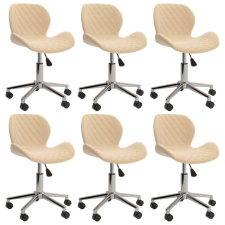 Bild på vidaXL Snurrbara matstolar 6 st gräddvit sammet