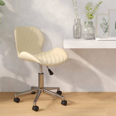 Bild på vidaXL Snurrbar kontorsstol gräddvit sammet