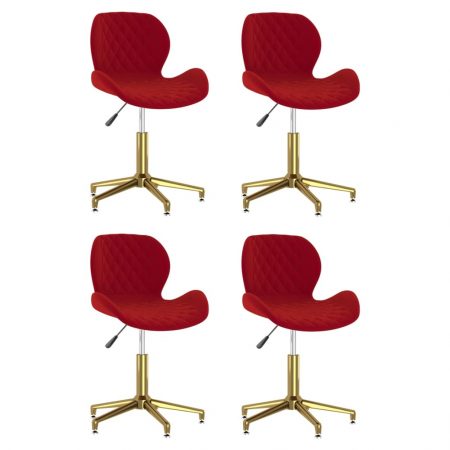 Bild på vidaXL Snurrbara matstolar 4 st vinröd sammet