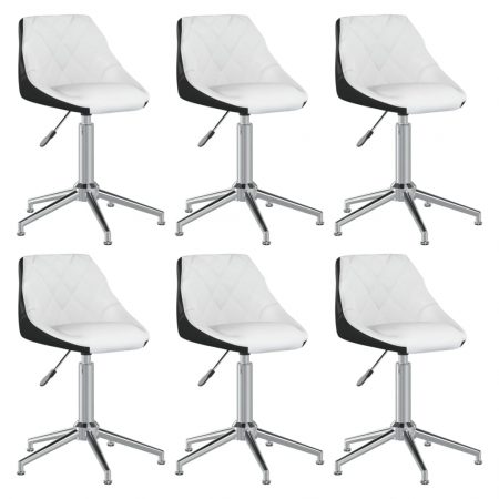 Bild på vidaXL Snurrbara matstolar 6 st vit och svart konstläder