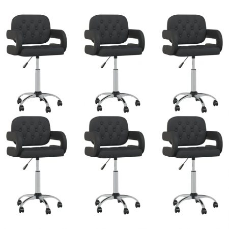 Bild på vidaXL Snurrbara matstolar 6 st svart konstläder