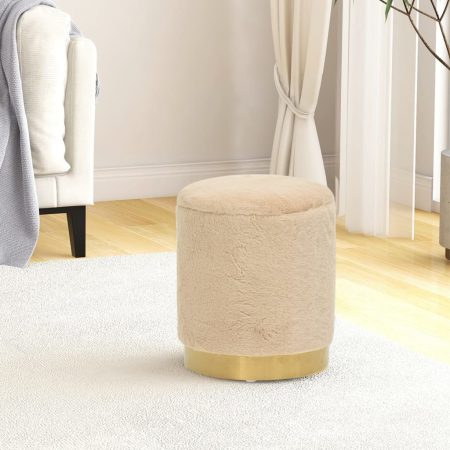 Bild på vidaXL Rund förvaringspall cremefarvet plysch