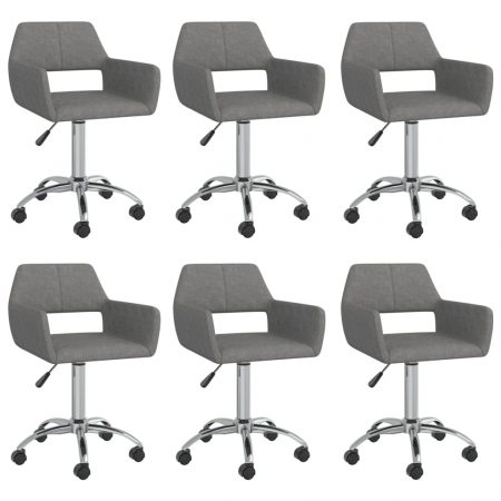 Bild på vidaXL Snurrbara matstolar 6 st ljusgrå tyg