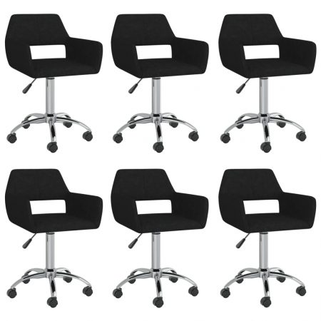 Bild på vidaXL Snurrbara matstolar 6 st svart tyg